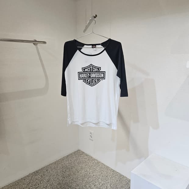 할리데이비슨 모터사이클 배색 7부 티셔츠