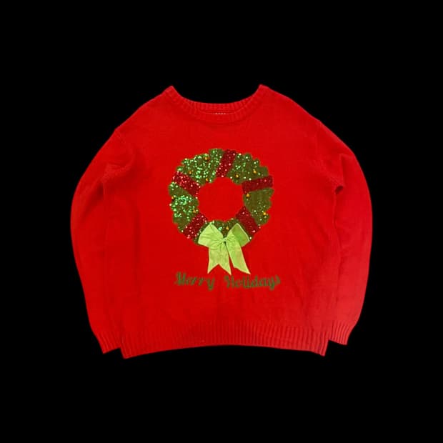 크리스마스 리스 스팽글 니트