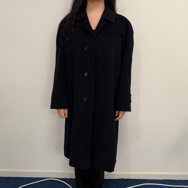 빈티지 캐시미어 롱 코트 블랙