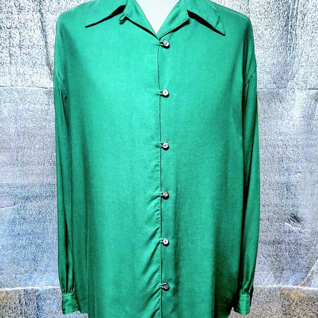 ♤필독♤ 빈티지 실크 셔츠 딥그린