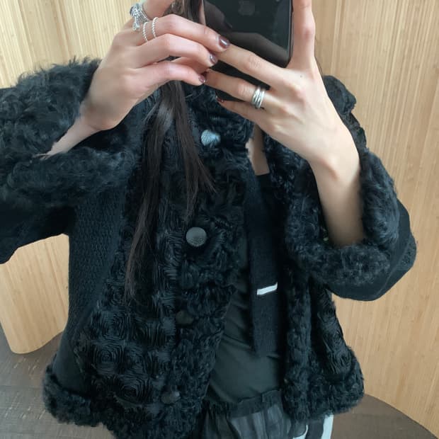 빈티지 블랙 양털 울 자켓