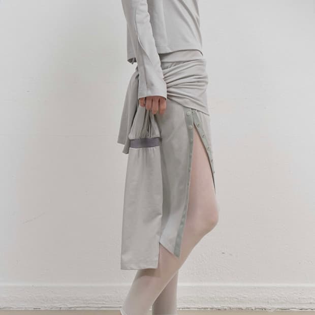 오호스 ojos Button Slit Midi Skirt / Mint G