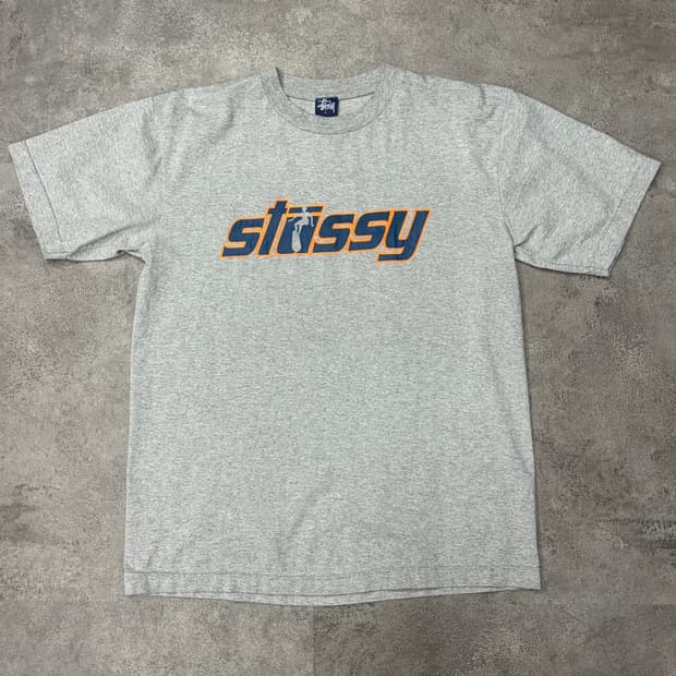90s 스투시 스펠아웃 반팔 티셔츠 그레이