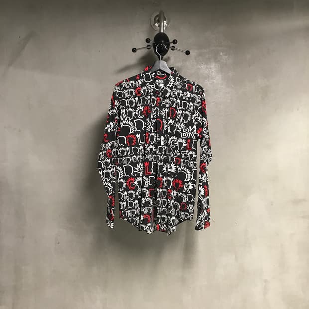 꼼데가르송 블랙 패턴 셔츠 L