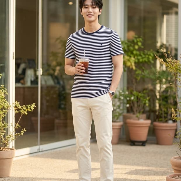 폴로 랄프로렌 커스텀 슬림핏 스트라이프 반팔 티셔츠