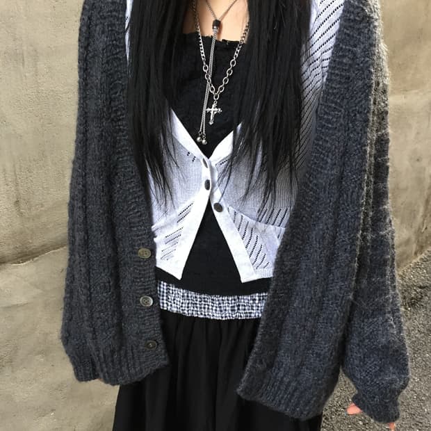 빈티지 가디건 코디세트