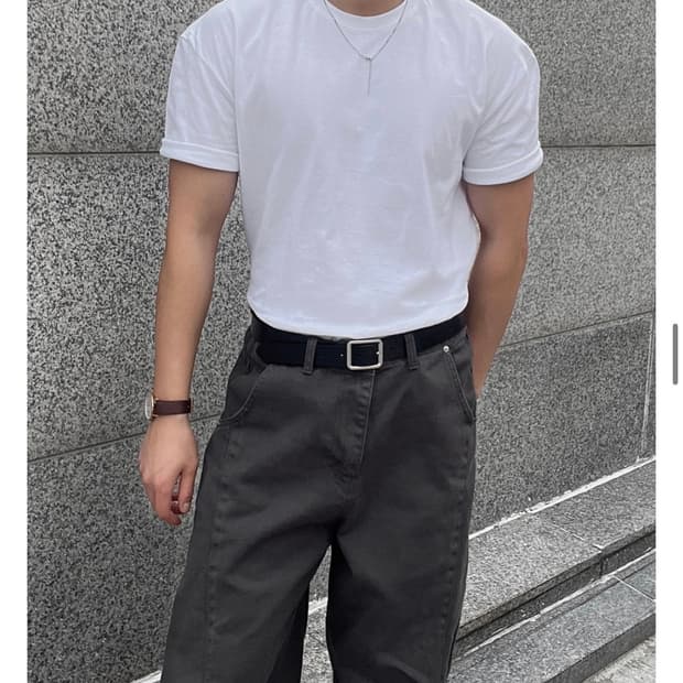 코튼 머슬 무지 반팔티 1+1