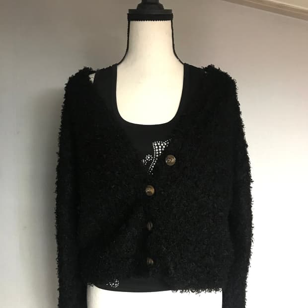 Shaggy Boucle Knit Cardigan