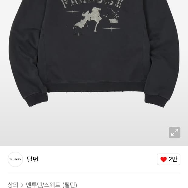 틸던 PARADISE SWEAT SHIRT black 판매합니다.