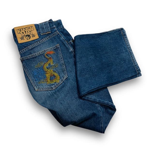 칸사이 맨 오리엔탈 드래곤 데님 빈티지 팬츠
