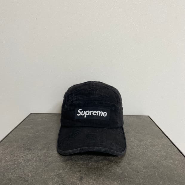 (OS) 슈프림 박스로고 캠프캡 모자 21SS 프레이드 데님 블랙
