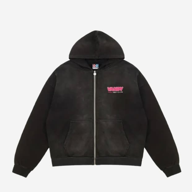 Vandy  the pink 베이직 로고 집업 워시드 블랙