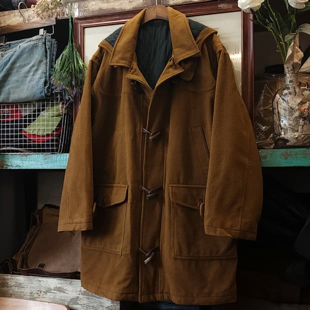 90s 프렌치 울 코트 빈티지 코트 이태리 더플코트 브라운 xl