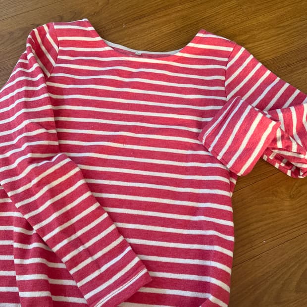 스트라이프 슬리브 긴팔