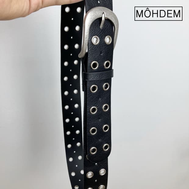[Unisex] 더블 아일렛 펀칭 가죽 벨트