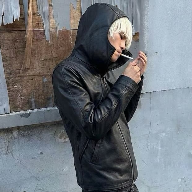 FLANEUR  후디 바라클라바 카우레더자켓