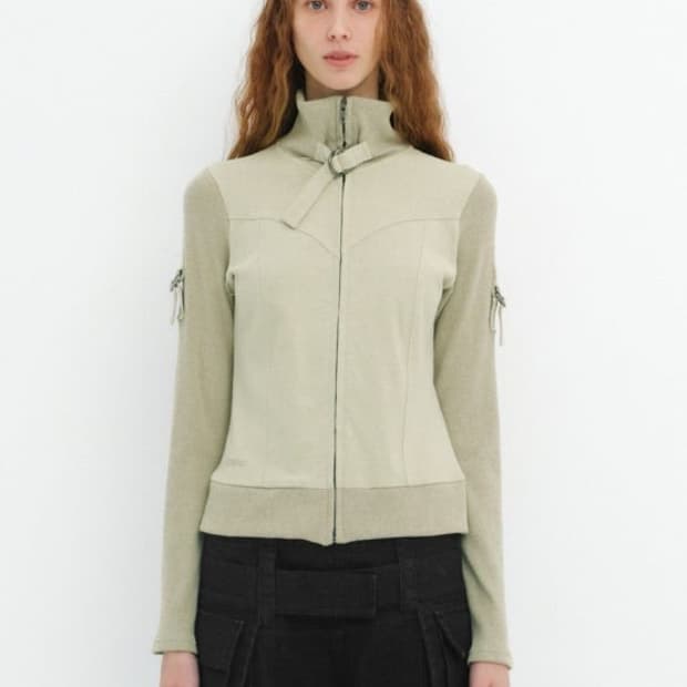 세릭 비조 디테일 집업 베이지