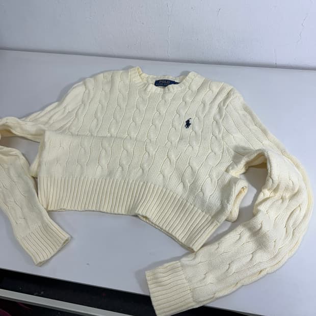 우먼XS-S 폴로 랄프로렌 크림 꽈배기니트