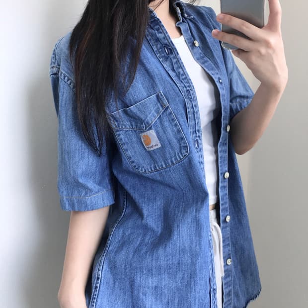 Carhartt 칼하트 데님 반팔 셔츠
