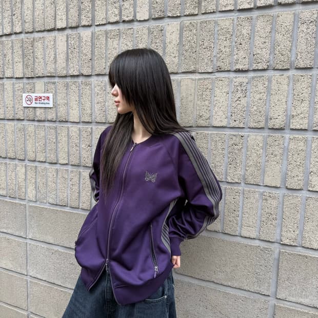 니들스 퍼플&차콜 트랙 집업