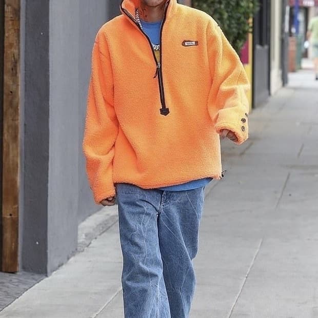 [A2] 아더에러 칼시드 플리스 후리스 오렌지 아노락 반집업 하프집업