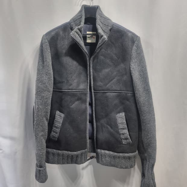 스웨이드 니트 배색 점퍼