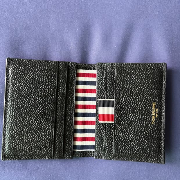 톰브라운 페블 그레인 레더 더블 카드 홀더 블랙