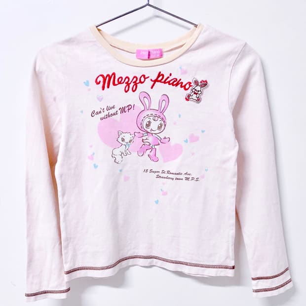 메조피아노 롱 슬리브 티셔츠 페어리계 러블리 헤이세이 히메갸루 핀터깔