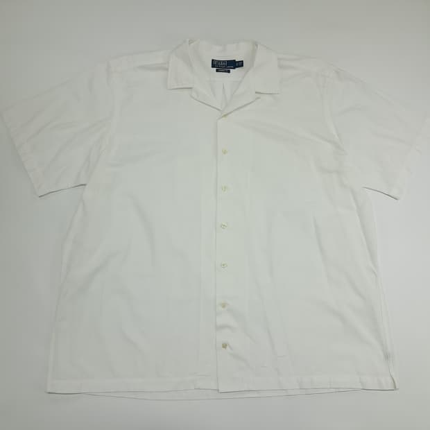 Co527 2XL Big 폴로 랄프로렌 화이트 캠프카라 반팔 셔츠 남방