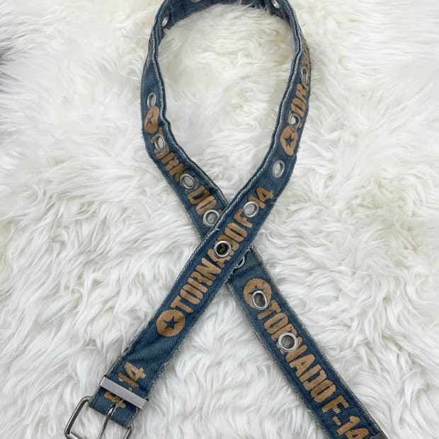 y2k 캔버스 레터링 펀칭 버클 벨트