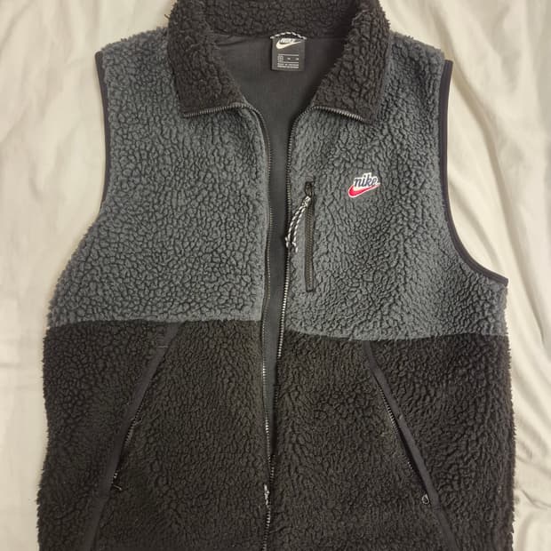 (XL) 나이키 셰르파 양털 조끼 그레이/블랙