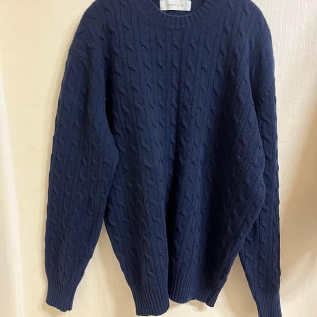 유니온 블루 케이블 메리노 울 니트 L