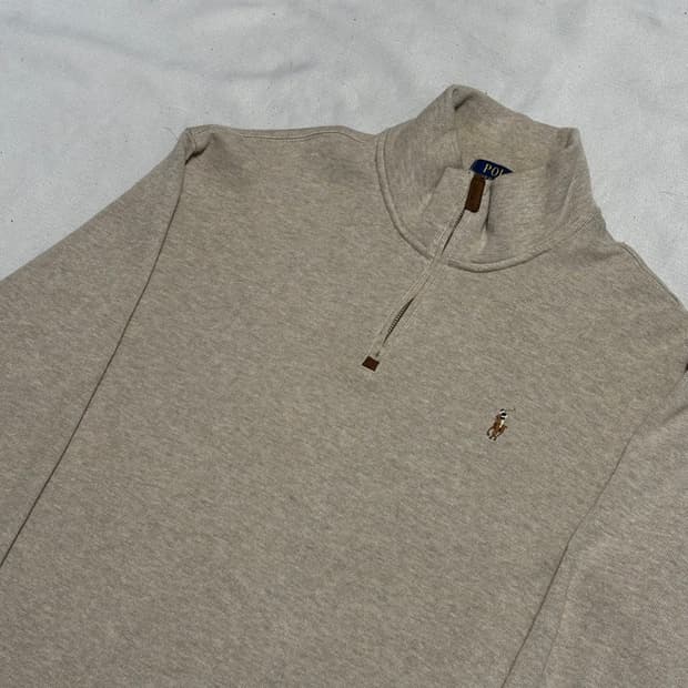 XL 폴로랄프로렌 코튼 아이보리 니트 반집업