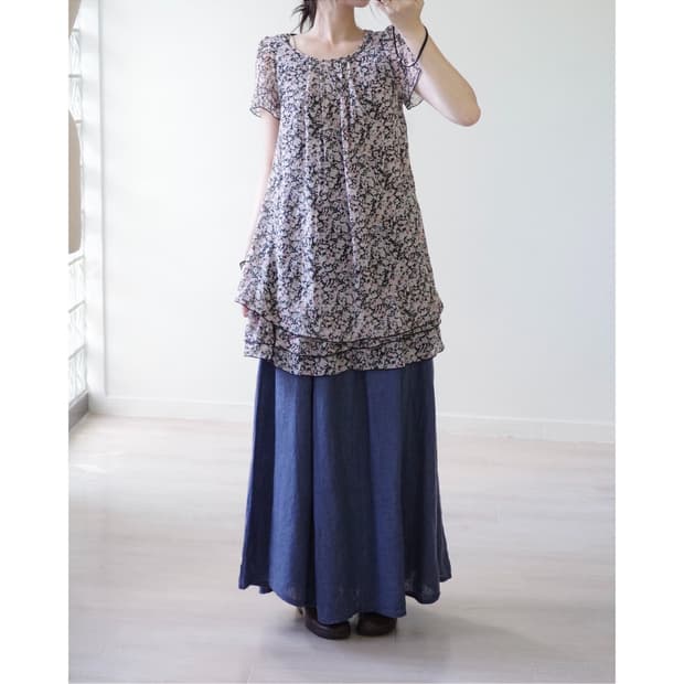 Ethereal monotone floral tiered blouse