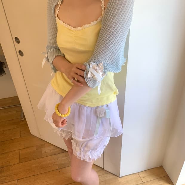 Pleats bolero cardigan