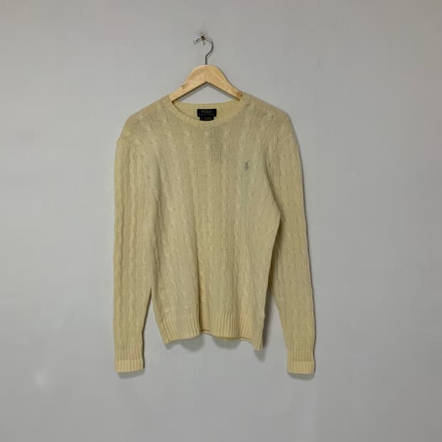 폴로 랄프로렌 빈티지 아이보리 케이블 니트 꽈배기 스웨터 여성