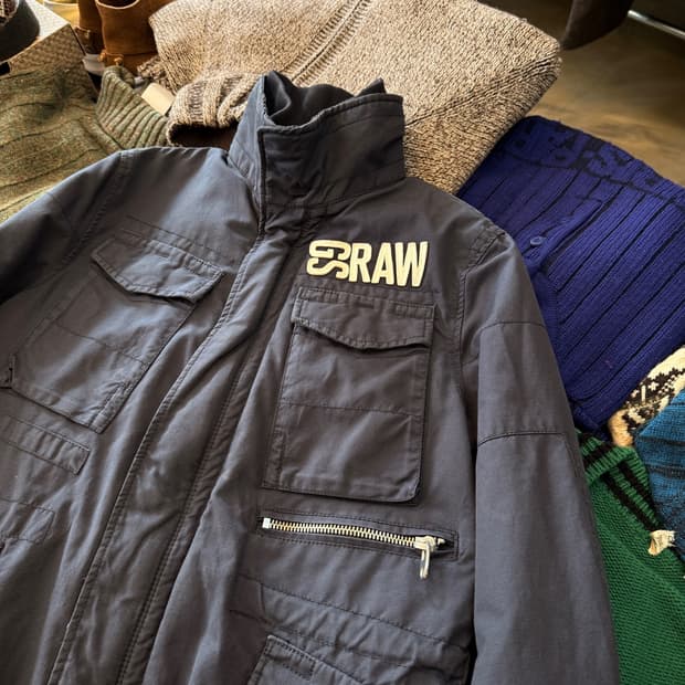 지스타 로우 밀리터리 베이스 네이비 자켓 