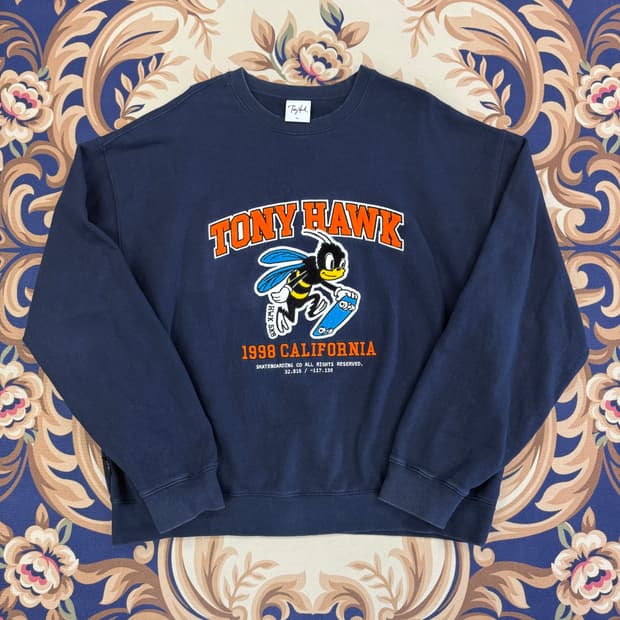 (XL)TONYHAWK 엠브로이드 맨투맨(네이비)