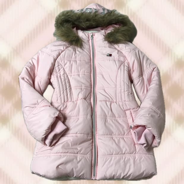 타미힐피거 핑크 퍼 패딩 울프죠 라떼 히메 갸루 러블리 빈티지 스포티