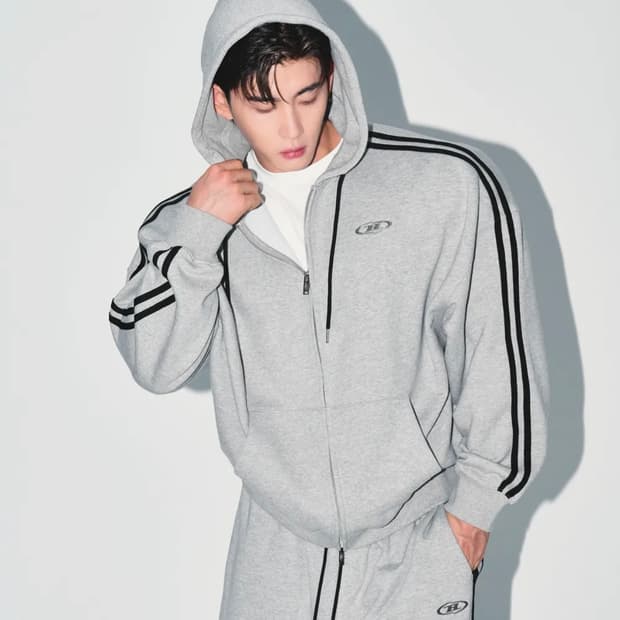 본투윈 트랙 라인 후드집업