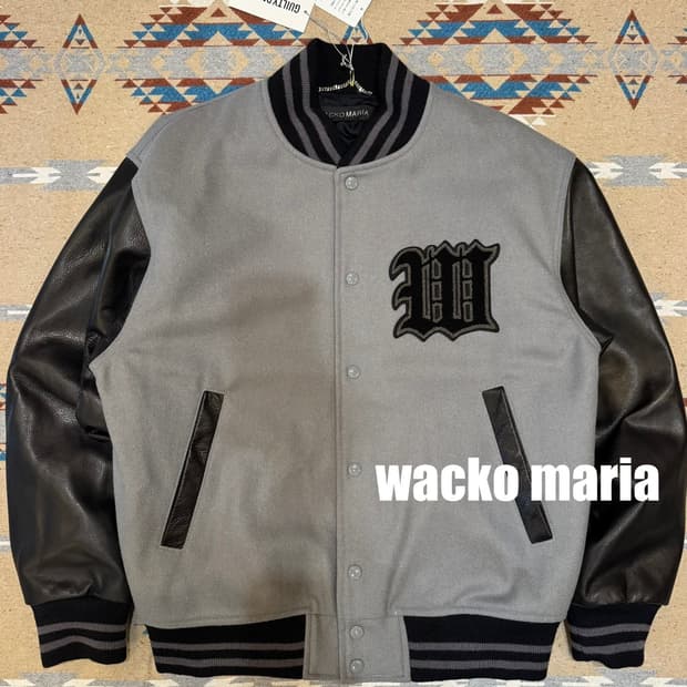 [L] 와코마리아 레더 바시티 자켓 그레이 