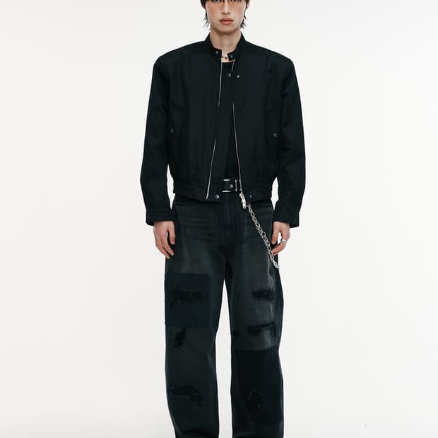 알렌느 3D 코튼 바이커 블루종 블랙 