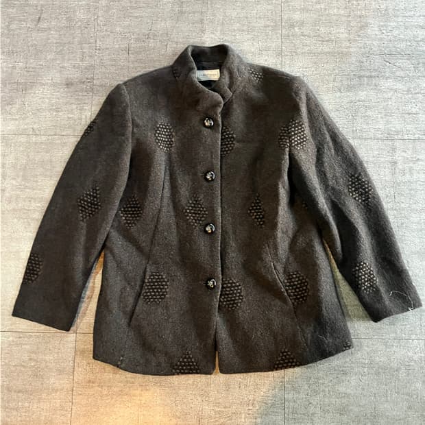 일본빈티지 Ladies 하구미모리걸 할메카지 문양패턴 모직자켓