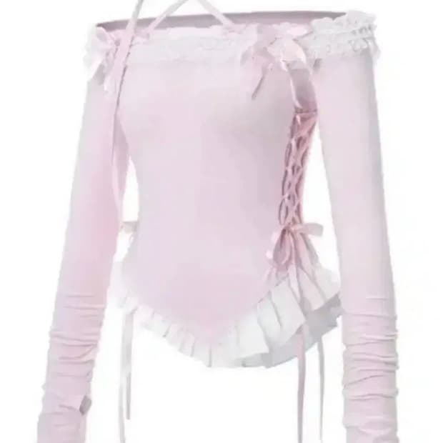 슈슈체리 돌리히메 오프숄더 탑 핑크