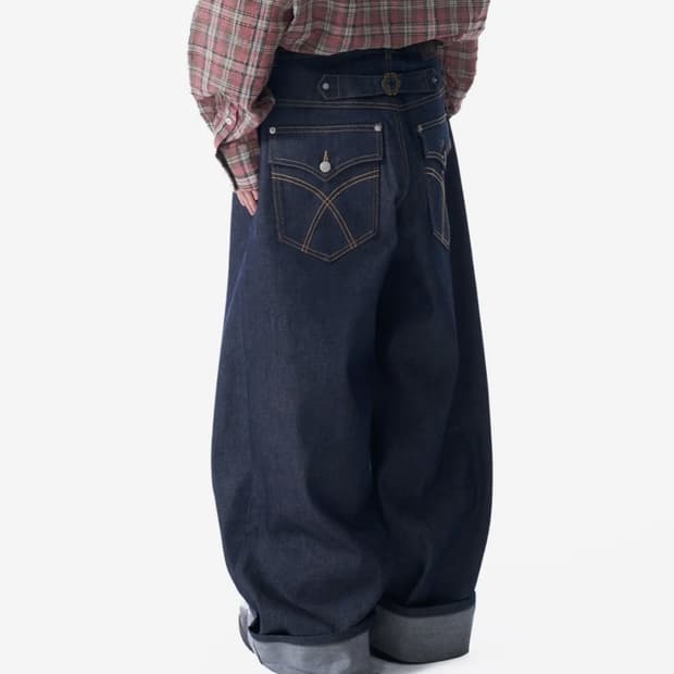 Cinch Back Denim Pants (Dark Blue) 2사이즈