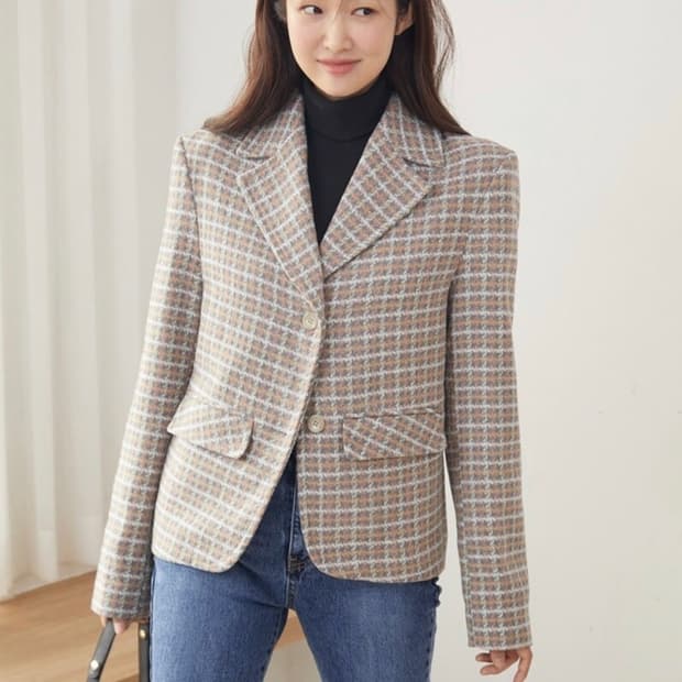 시티브리즈 울 체크 자켓