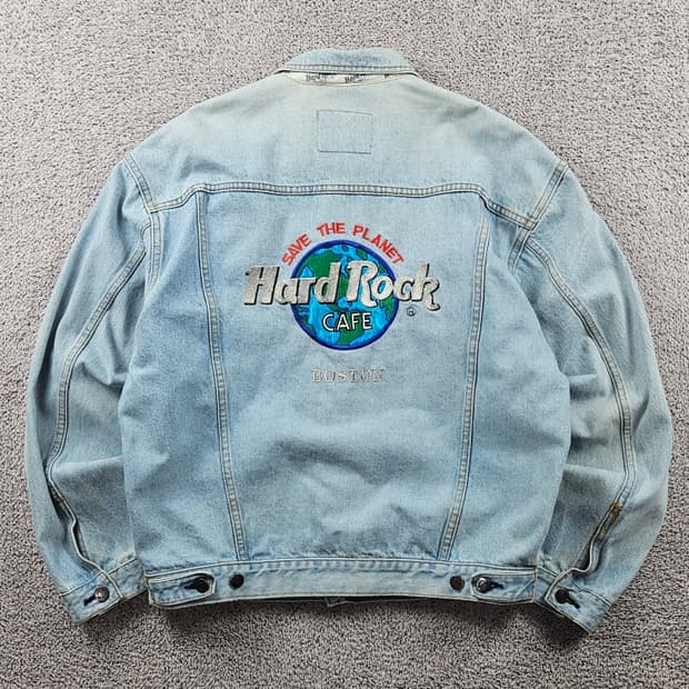 하드락카페 자수 백로고 데님 트러커 자켓 ( L ) / 9408