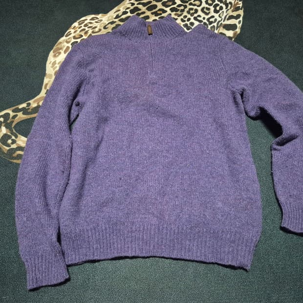 90's 폴로 랄프로렌 메리노 울 쿼터 집 니트 L 퍼플