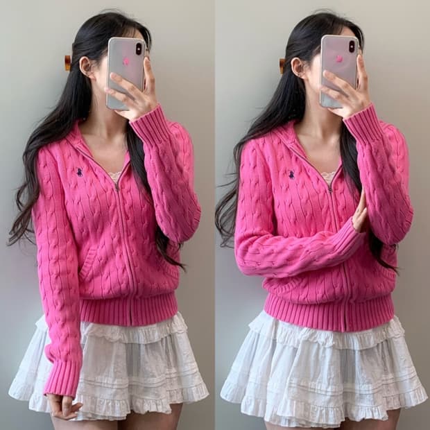 폴로 니트 후드집업