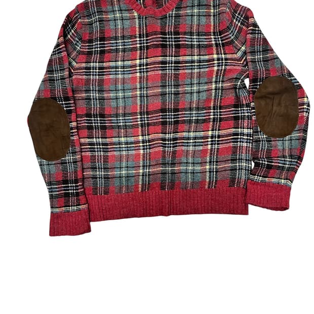 폴로랄프로렌 엘보우패치 타탄체크 니트 스웨터L